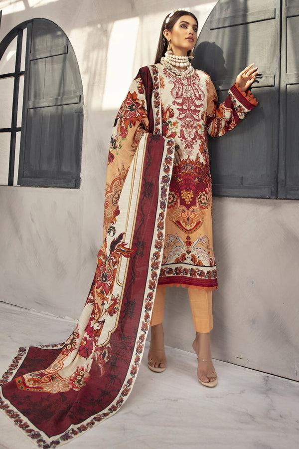 Noura N02 : Embroidered Khaddar