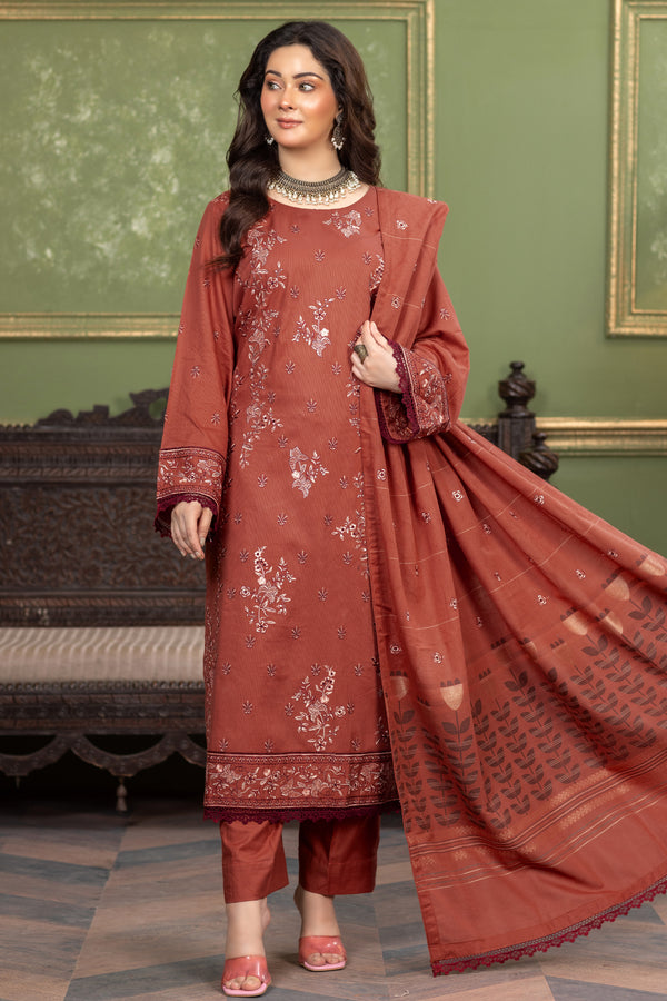 Noura N-24 : Embroidered Khaddar 3PC