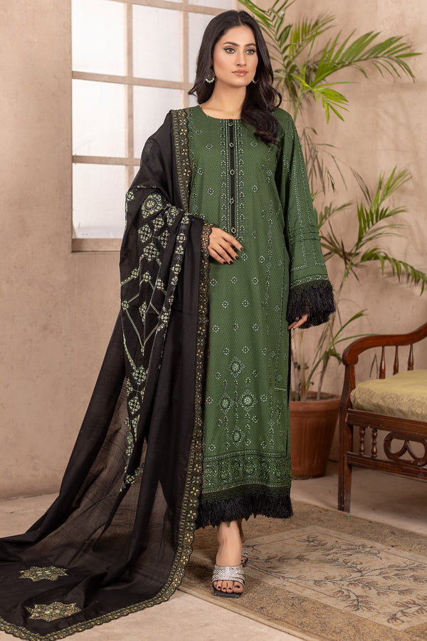 Qalb D-38 : Embroidered Doria Lawn 3pc