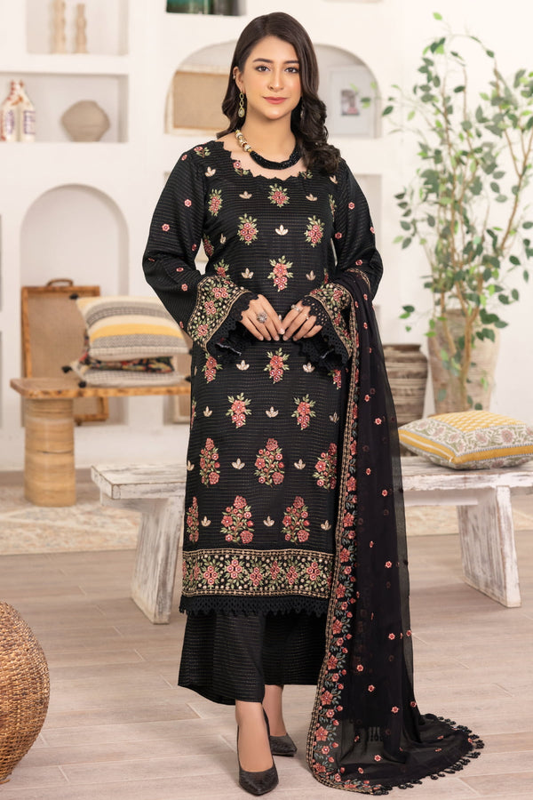 Flora F-25 : Embroidered Viscose 3PC