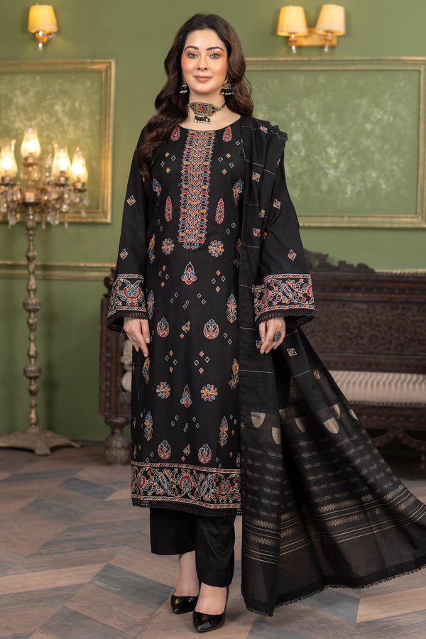 Noura N-25 : Embroidered Khaddar 3PC