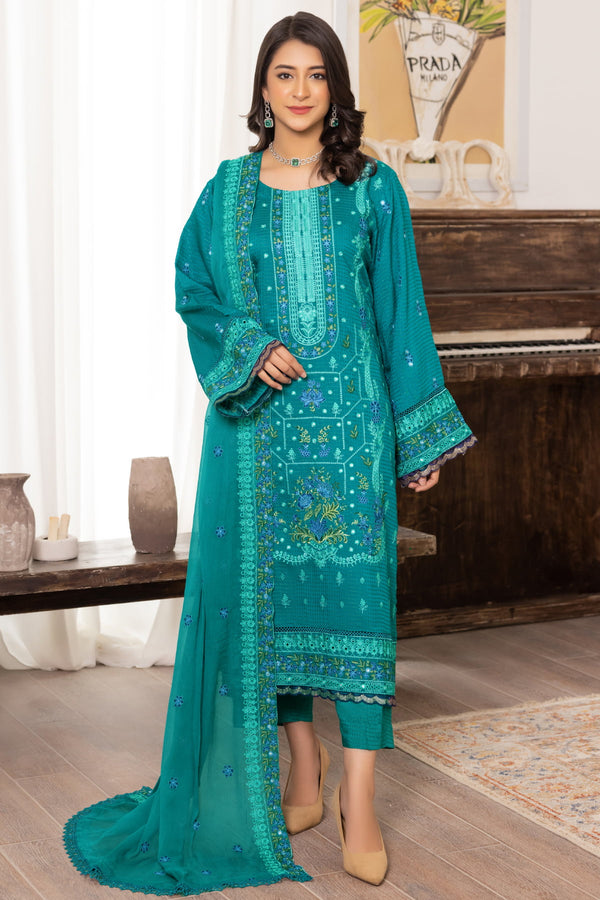 Flora F-26 : Embroidered Viscose 3PC