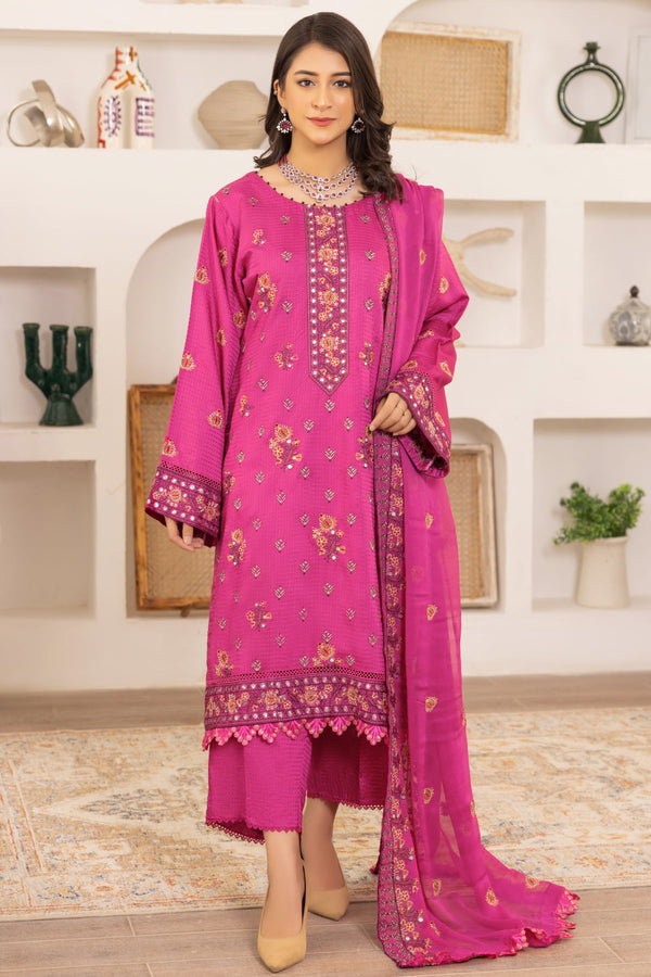 Flora F-29 : Embroidered Viscose 3PC