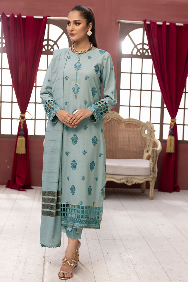 Diyar-E-Dil DL-17 : Embroidered Dhanak 3PC - Kleren- Colors of Life