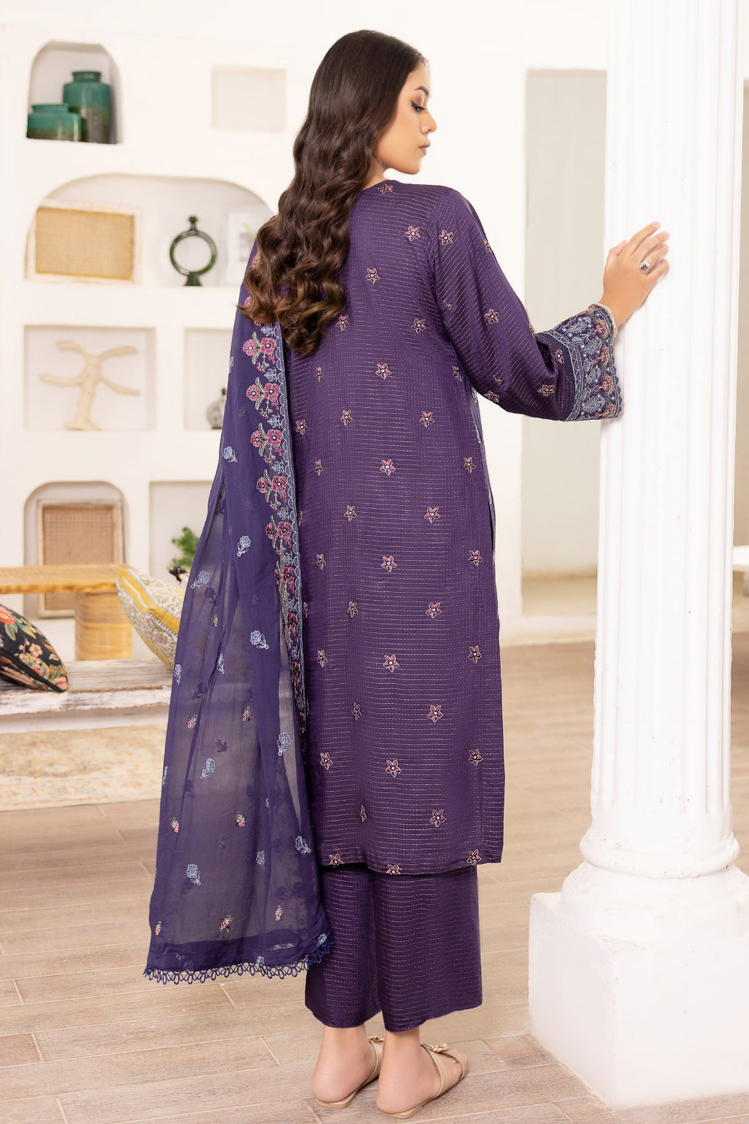 Flora F-21 : Embroidered Viscose 3PC - Kleren- Colors of Life