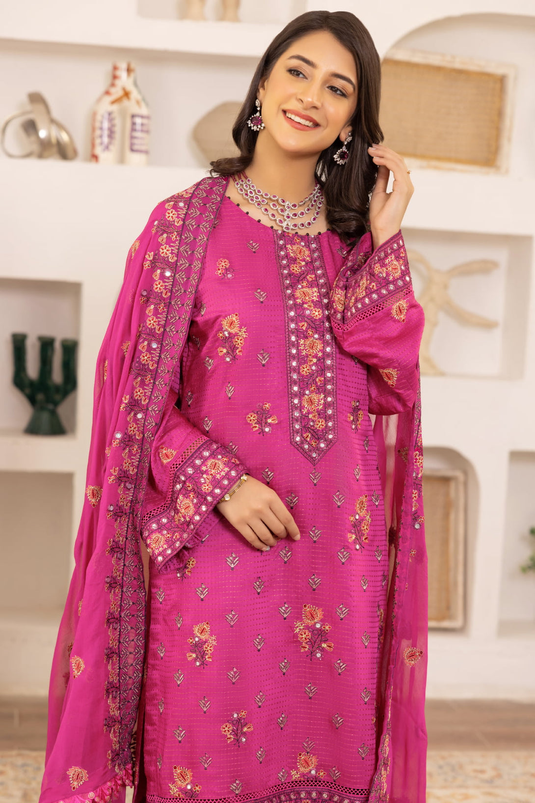 Flora F-29 : Embroidered Viscose 3PC - Kleren- Colors of Life