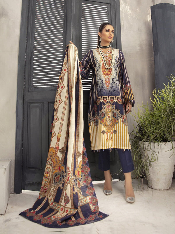 Noura N10 : Embroidered Khaddar