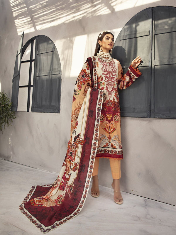 Noura N02 : Embroidered Khaddar