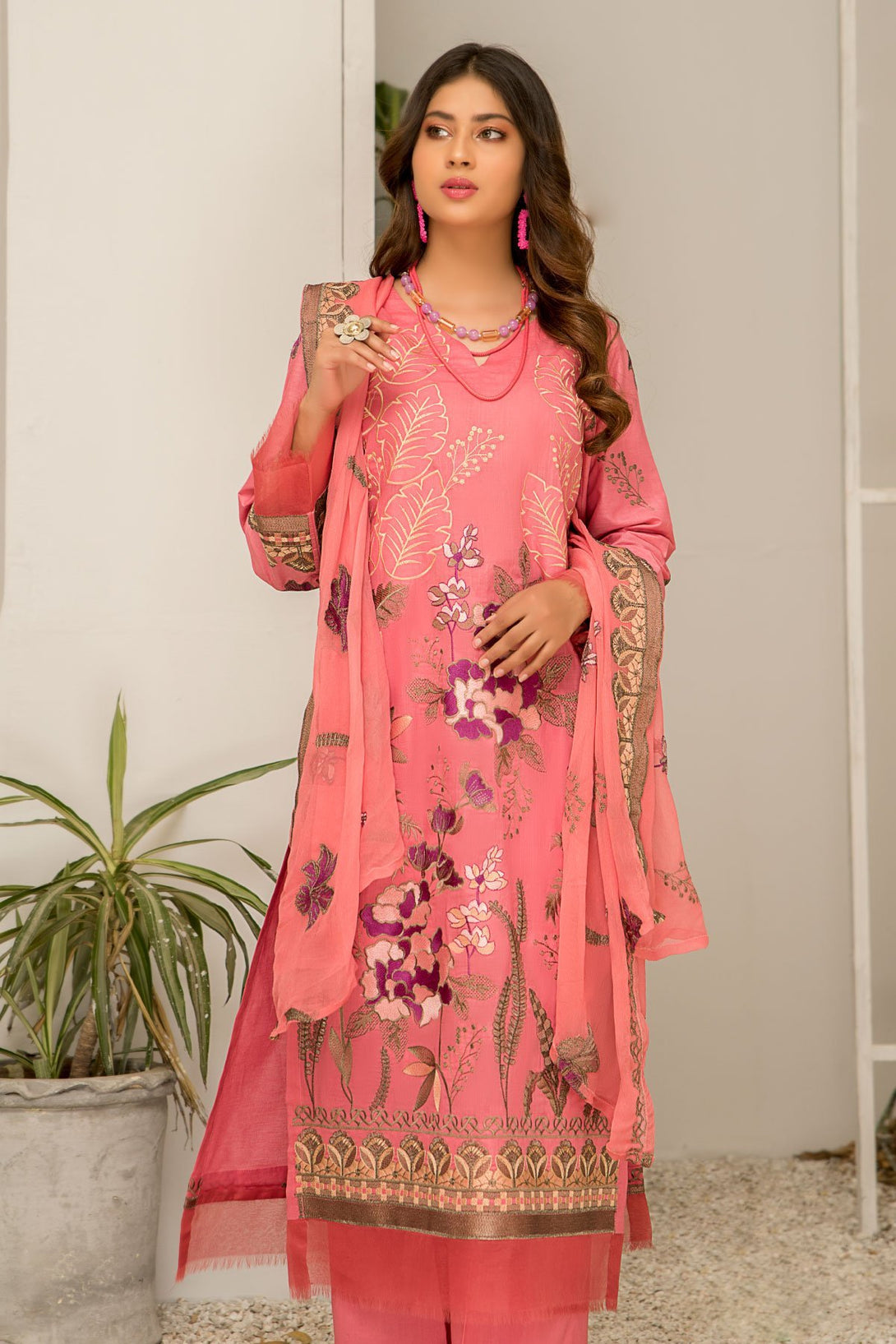 Qalb D-04 : Unstitched Embroidered Lawn 3pc - Kleren- Colors of Life