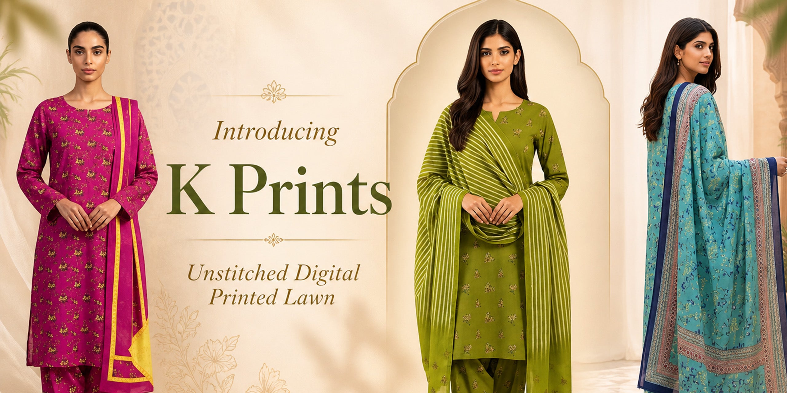 Kleren printed Pakistani lawn 3-piece suit collection